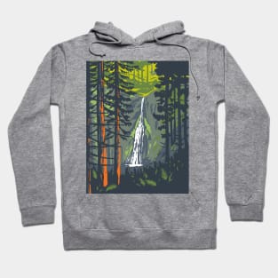 Marymere Falls in Olympic National Park Washington State WPA Poster Art Hoodie